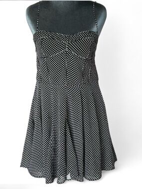 Zara Black and White Polka Dot Mini Dress with Spaghetti Straps